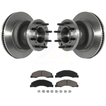 Front Disc Brake Rotors Hub And Ceramic Pad Kit For Ford E-350 Super Duty E-450 Econoline K8C-102670