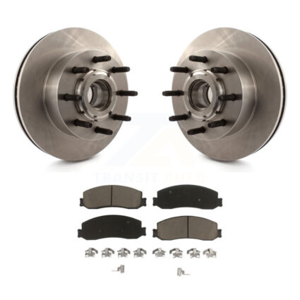 Front Disc Brake Rotor Hub Assembly & Ceramic Pad Kit For Ford F-350 Super Duty F-250 RWD K8C-102679