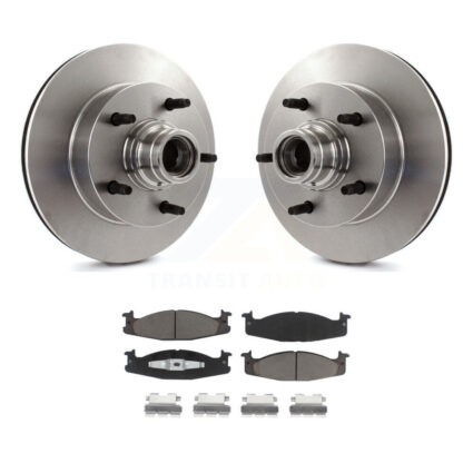 Front Disc Brake Rotors Hub Assembly And Ceramic Pads Kit For Ford F-150 E-150 Econoline K8C-102686
