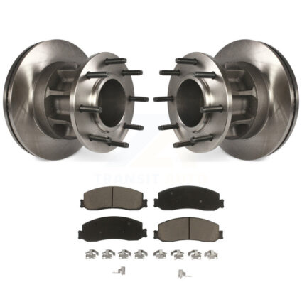 Front Disc Brake Rotor Hub Assembly & Ceramic Pad Kit For Ford F-250 Super Duty F-350 RWD K8C-102687
