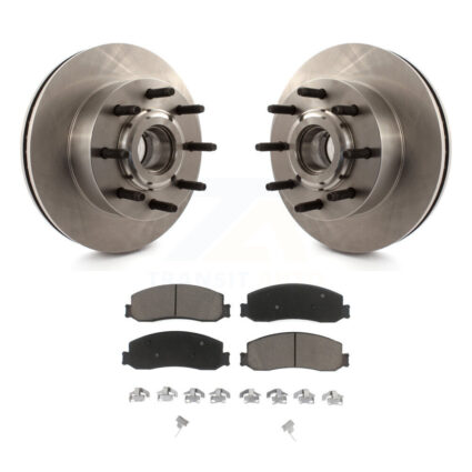 Front Disc Brake Rotor Hub Assembly & Ceramic Pad Kit For Ford F-250 Super Duty F-350 RWD K8C-102688