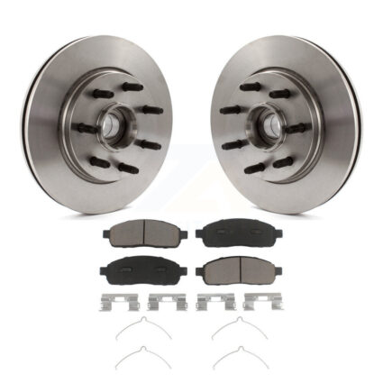 Front Disc Brake Rotors Hub Assembly & Ceramic Pad Kit For Ford F-150 Lincoln Mark LT RWD K8C-102691
