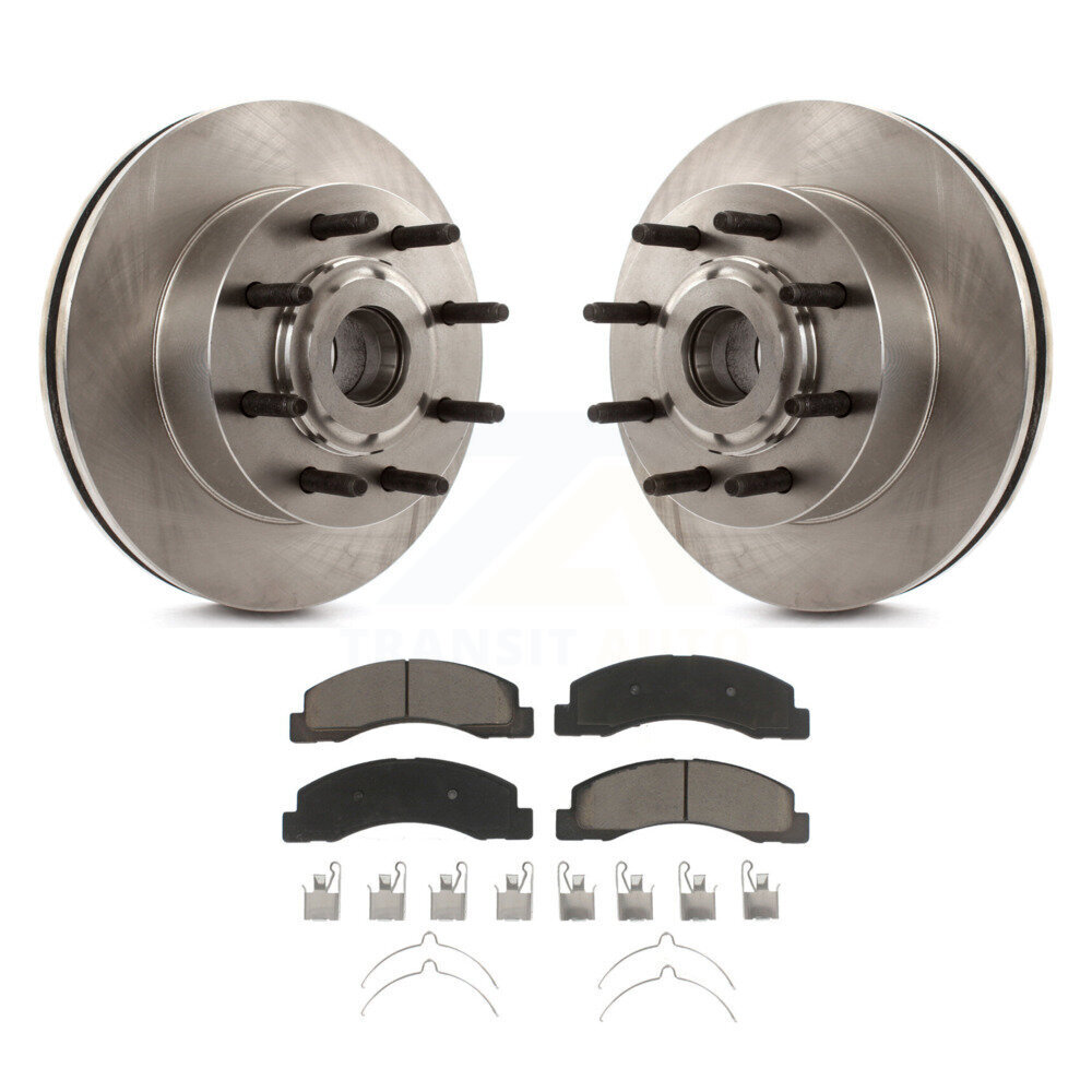 Front Disc Brake Rotors Hub Assembly And Ceramic Pads Kit For 2005 Ford Excursion RWD K8C-102710