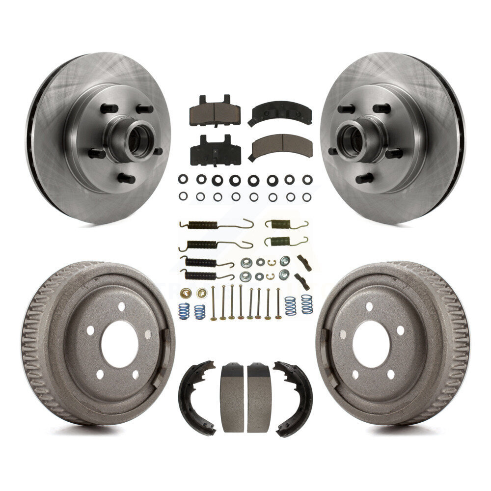 Front Rear Brake Rotor Ceramic Pad Drum Kit (7Pc) For 95-97 GMC Yukon RWD with GAS engine K8C-102727