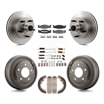 Front Rear Brake Rotor Hub Ceramic Pad Drum Kit (7Pc) For Ford E-150 Econoline Club Wagon K8C-102731