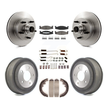 Front Rear Brake Rotor Hub Ceramic Pad Drum Kit (7Pc) For Ford E-150 Econoline Club Wagon K8C-102732