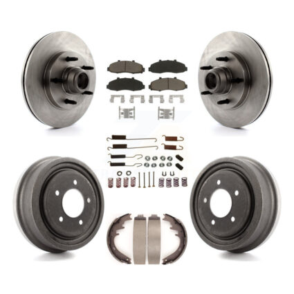Front Rear Disc Brake Rotors Hub Assembly Ceramic Pads And Drum Kit (7Pc) For Ford F-150 K8C-102733