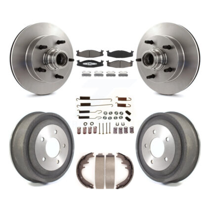 Front Rear Brake Rotors Ceramic Pad & Drum Kit (7Pc) For Ford E-150 Econoline 2-Wheel ABS K8C-102734