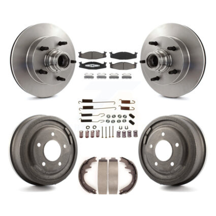 Front Rear Brake Rotors Ceramic Pad & Drum Kit (7Pc) For Ford E-150 Econoline 2-Wheel ABS K8C-102735