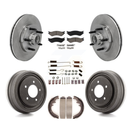 Front Rear Disc Brake Rotors Hub Ceramic Pads And Drum Kit (7Pc) For 1999 Ford F-150 RWD K8C-102736