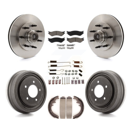 Front Rear Disc Brake Rotors Hub Ceramic Pads And Drum Kit (7Pc) For 1999 Ford F-150 RWD K8C-102737