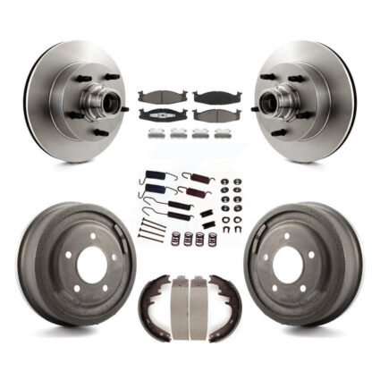 Front Rear Brake Rotor Hub Ceramic Pad Drum Kit (7Pc) For Ford E-150 Econoline Club Wagon K8C-102739