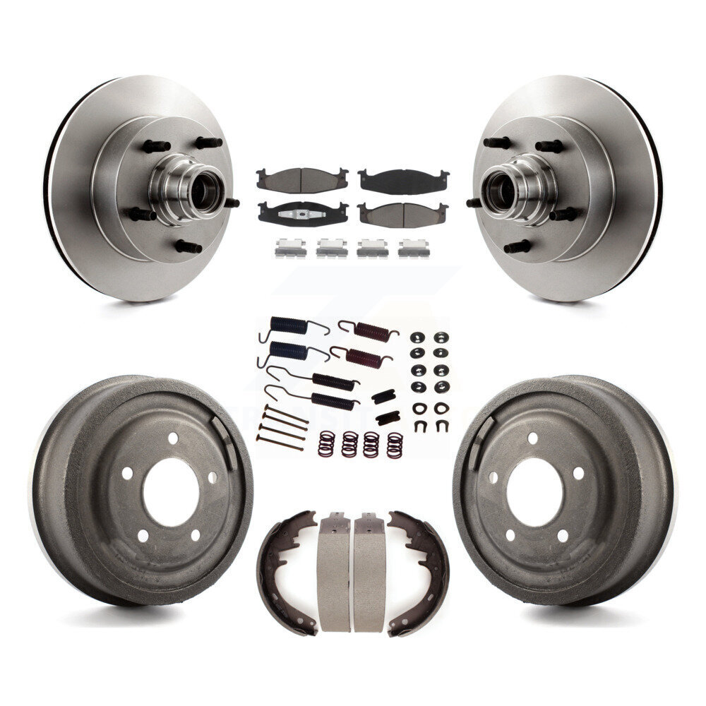 Front Rear Brake Rotor Hub Ceramic Pad Drum Kit (7Pc) For Ford E-150 Econoline Club Wagon K8C-102739
