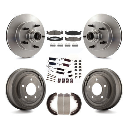 Front Rear Disc Brake Rotor Hub Ceramic Pad Drum Kit (7Pc) For Ford F-150 E-150 Econoline K8C-102740