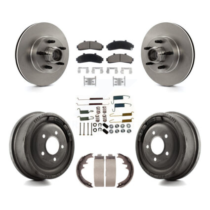 Front Rear Brake Rotors Ceramic Pad Drum Kit (7Pc) For Ford Ranger With 10″ Diameter K8C-102746