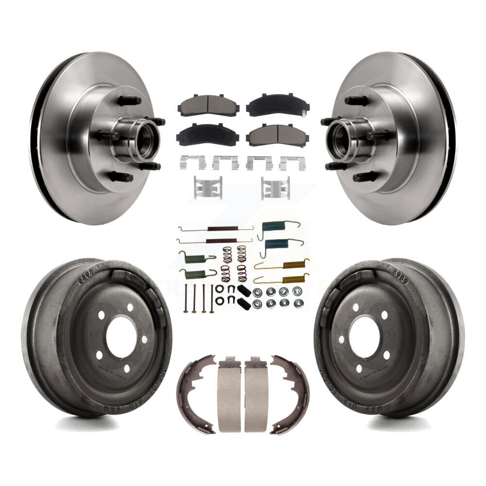 Front Rear Brake Rotor Ceramic Pad Drum Kit (7Pc) For Ford Ranger Mazda B4000 B3000 B2500 K8C-102748