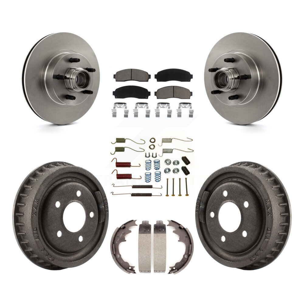 Front Rear Brake Rotor Ceramic Pad & Drum Kit (7Pc) For Ford Ranger With 9" Diameter K8C-102751