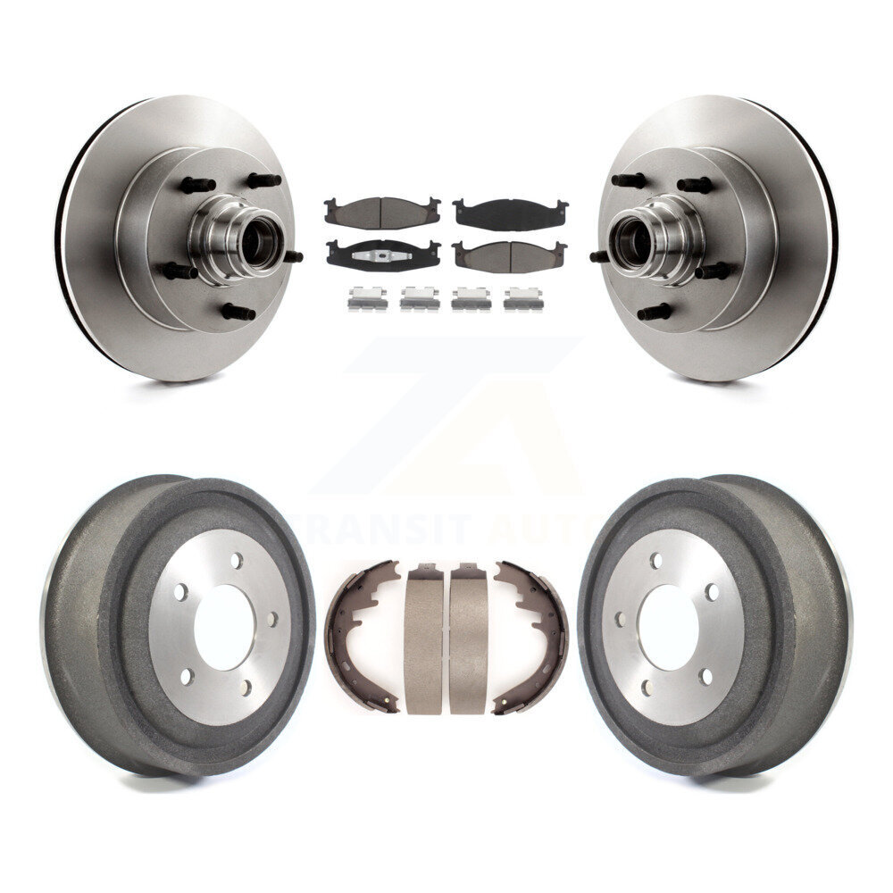 Front Rear Disc Brake Rotors Hub Ceramic Pad Drum Kit For Ford E-150 Econoline Club Wagon K8C-102769