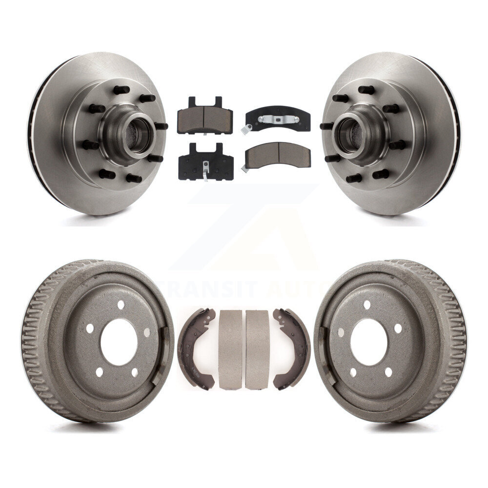 Front Rear Brake Rotors Ceramic Pad & Drum Kit For 95-97 GMC Yukon RWD with DIESEL engine K8C-102786
