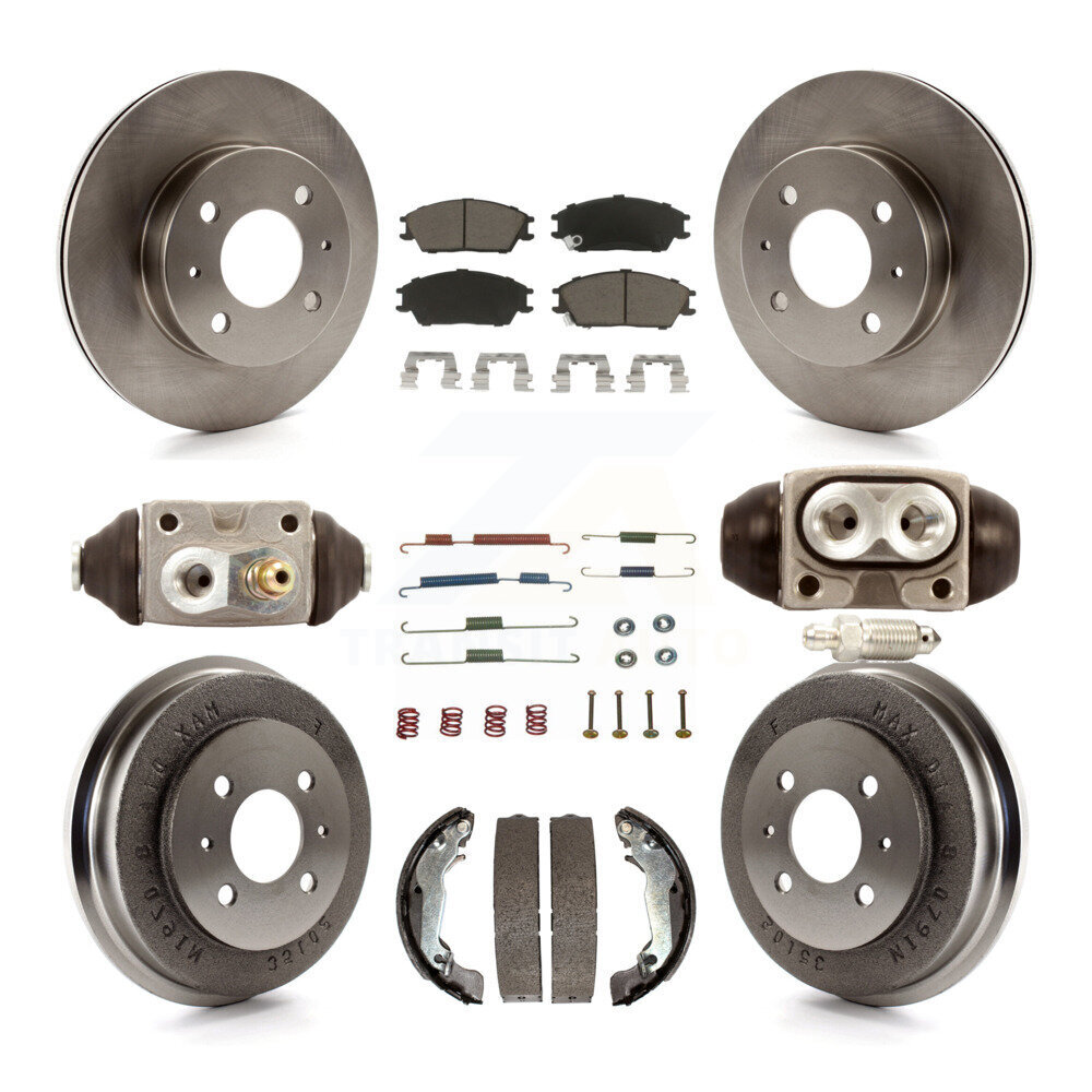 Front Rear Disc Brake Rotors Ceramic Pads And Drum Kit (9Pc) For 2003-2005 Hyundai Accent K8C-102792