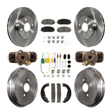 Front Rear Disc Brake Rotors Ceramic Pads And Drum Kit (9Pc) For Toyota Yaris K8C-102796