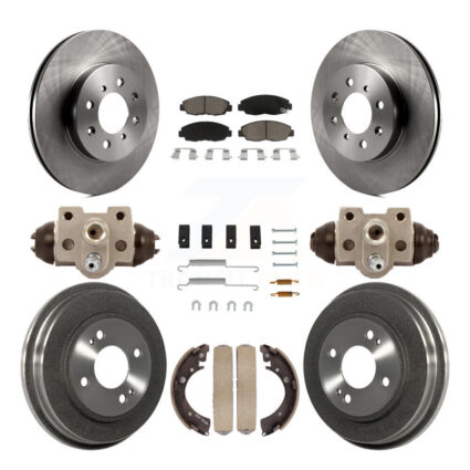 Front Rear Disc Brake Rotors Ceramic Pads And Drum Kit (9Pc) For Honda Civic K8C-102800