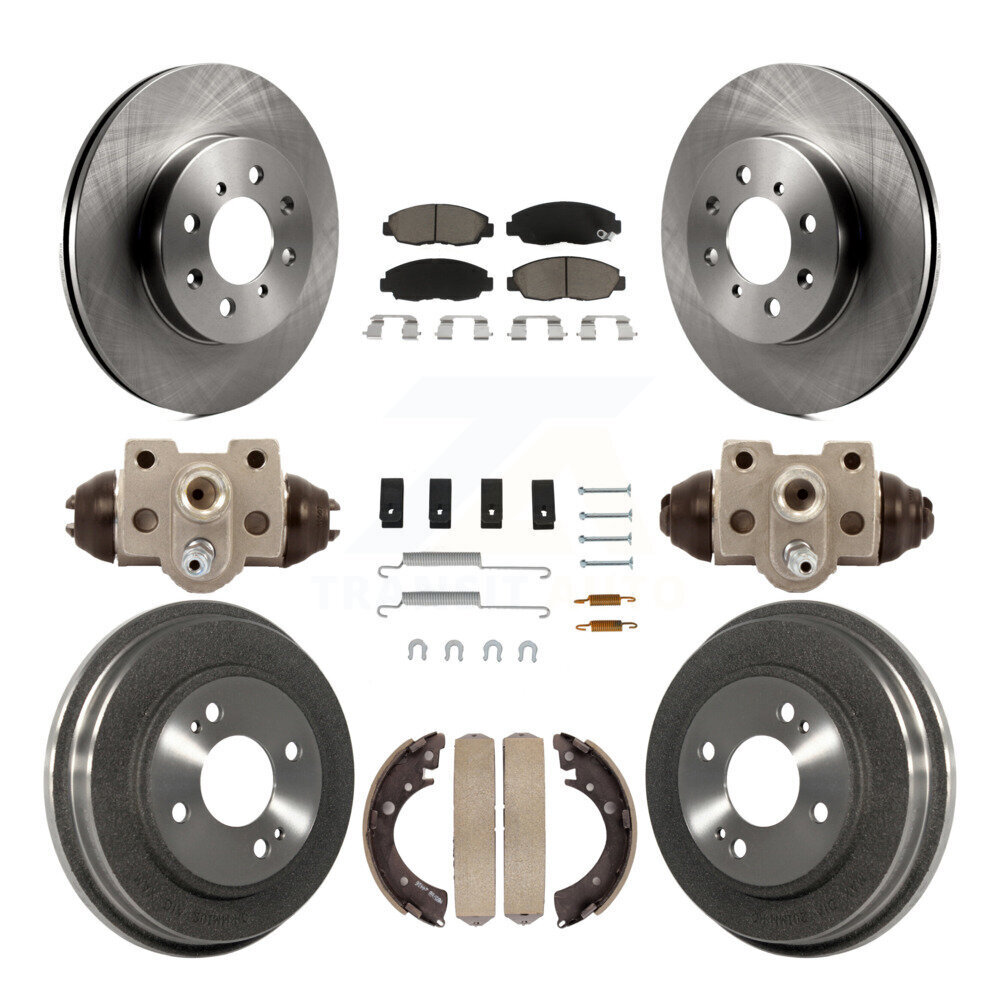 Front Rear Disc Brake Rotors Ceramic Pads And Drum Kit (9Pc) For Honda Civic K8C-102800