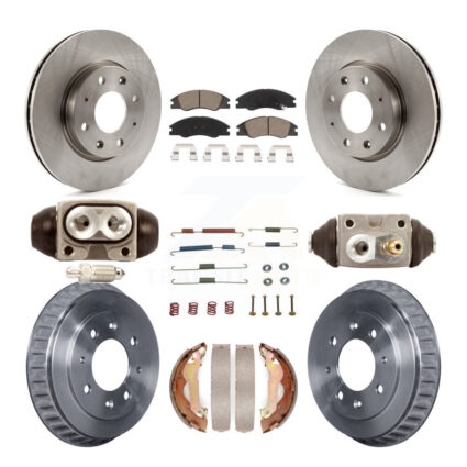 Front Rear Brake Rotors Ceramic Pad Drum Kit (9Pc) For 07-09 Kia Spectra rear brakes K8C-102808