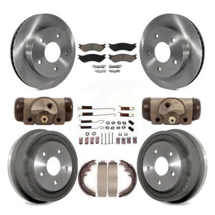 Front Rear Disc Brake Rotor Ceramic Pad & Drum Kit (9Pc) For 2000-2001 Dodge Ram 1500 RWD K8C-102829