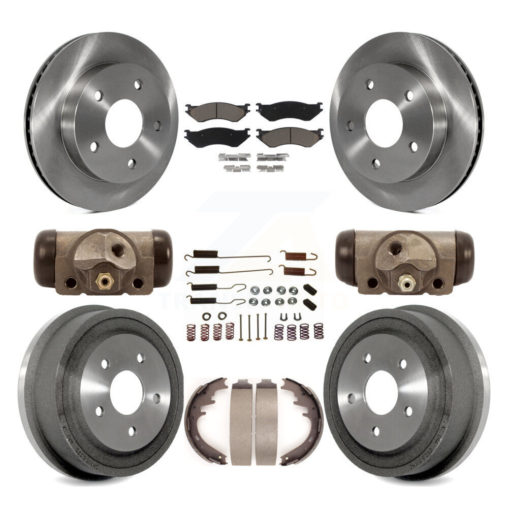 Front Rear Disc Brake Rotor Ceramic Pad & Drum Kit (9Pc) For 2000-2001 Dodge Ram 1500 RWD K8C-102829