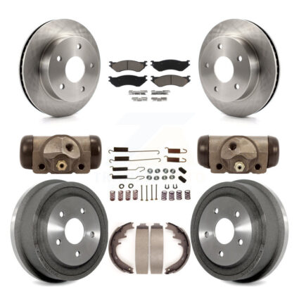 Front Rear Disc Brake Rotor Ceramic Pad & Drum Kit (9Pc) For 2000-2001 Dodge Ram 1500 4WD K8C-102830