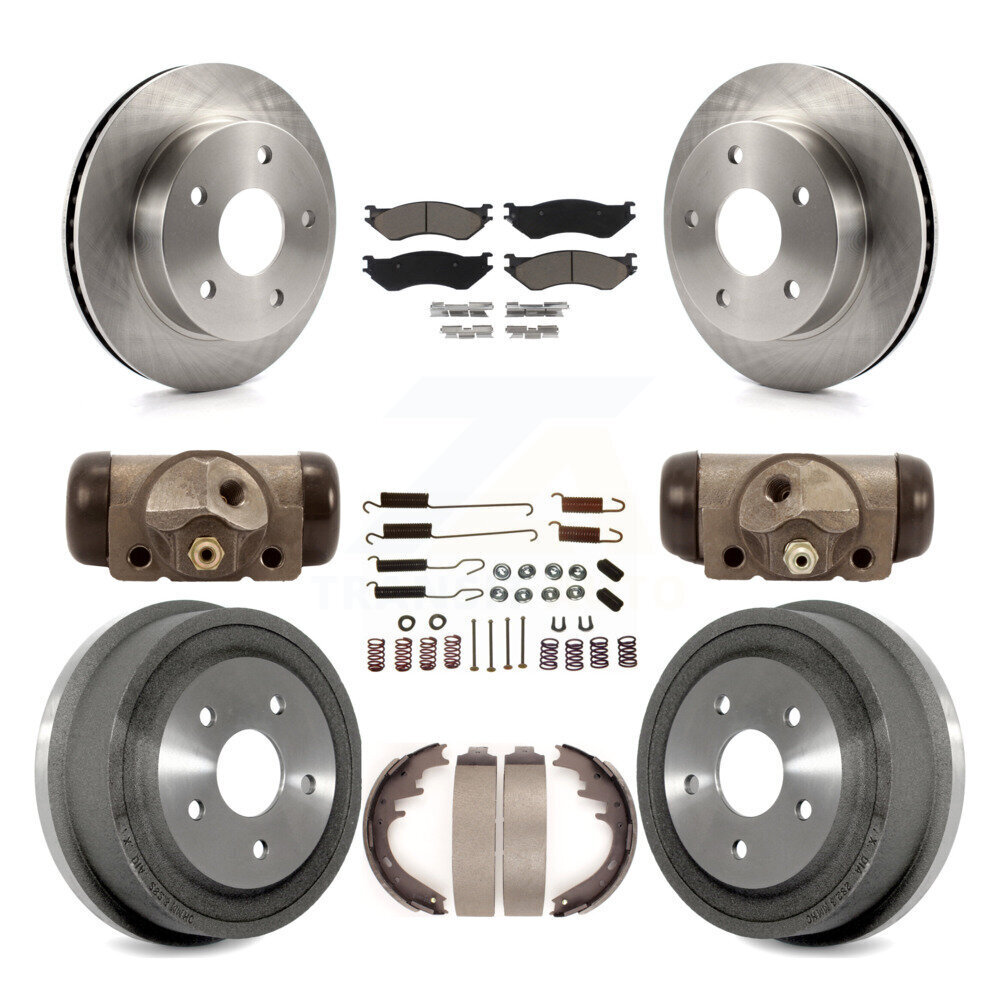 Front Rear Disc Brake Rotor Ceramic Pad & Drum Kit (9Pc) For 2000-2001 Dodge Ram 1500 4WD K8C-102830