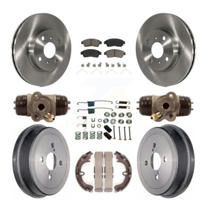 Front Rear Brake Rotors Ceramic Pad Drum Kit (9Pc) For 1993-1997 Toyota Corolla Geo Prizm K8C-102833