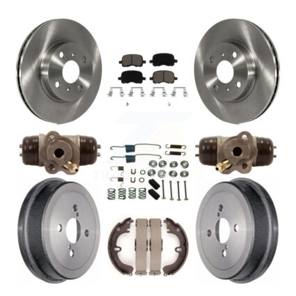 Front Rear Disc Brake Rotors Ceramic Pads And Drum Kit (9Pc) For Toyota Corolla Non-ABS K8C-102834
