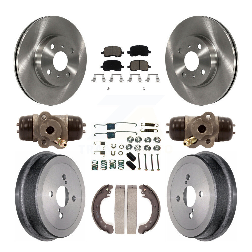 Front Rear Brake Rotor Ceramic Pad & Drum Kit (9Pc) For Toyota Corolla Non-ABS From 04 02 K8C-102835