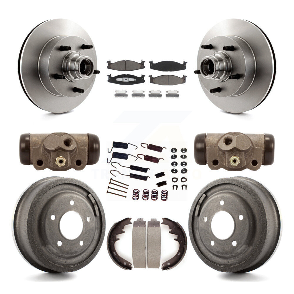 Front Rear Brake Rotor Ceramic Pad And Drum Kit (9Pc) For Ford E-150 Econoline Club Wagon K8C-102844