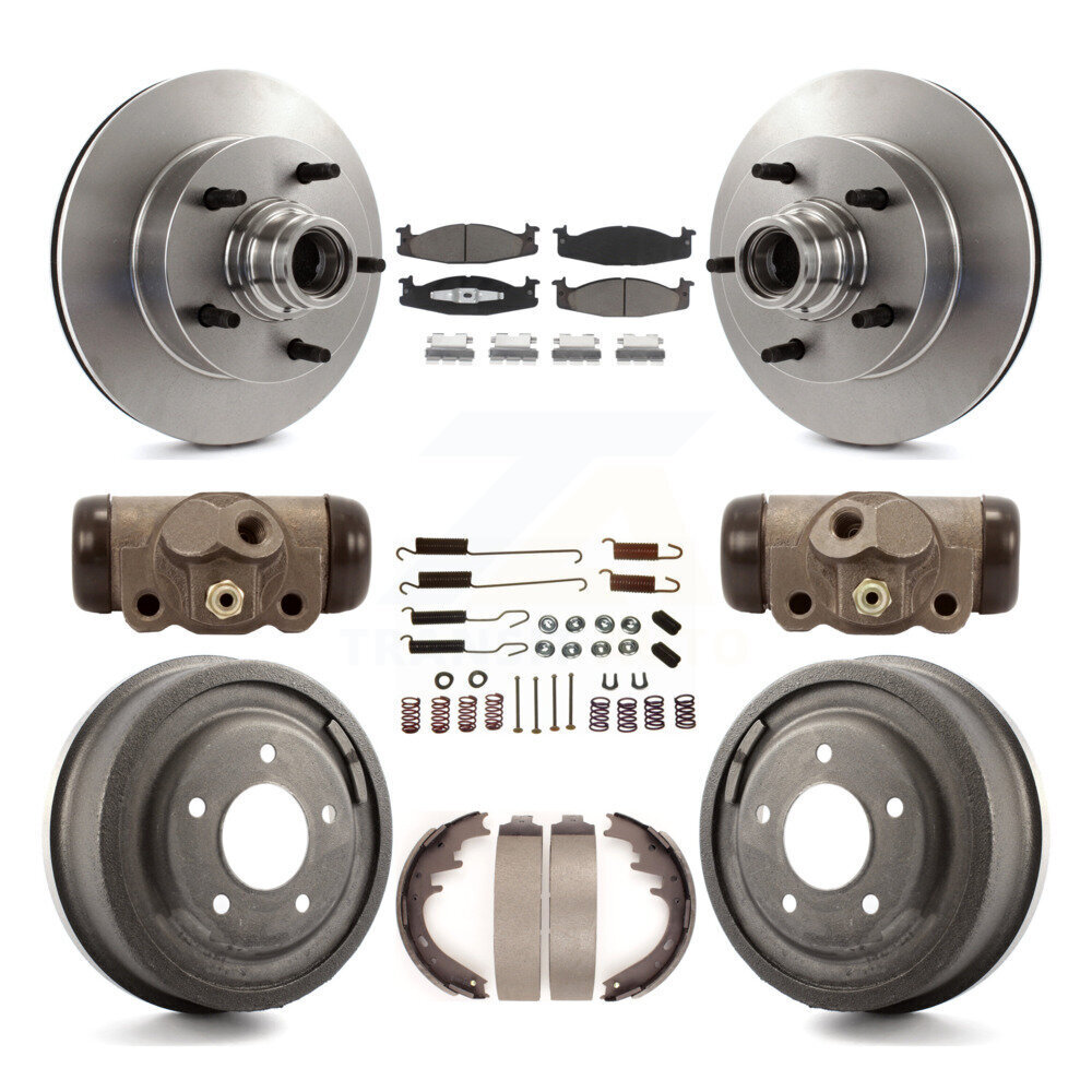 Front Rear Brake Rotor Ceramic Pad Drum Kit (9Pc) For 97 Ford E-150 Econoline 2-Wheel ABS K8C-102845
