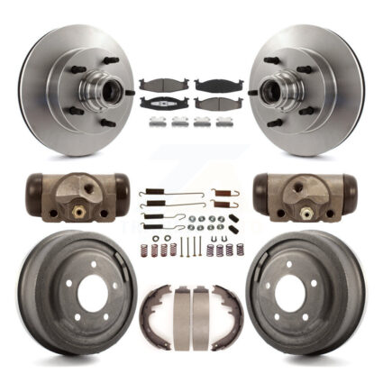 Front Rear Brake Rotors Ceramic Pad & Drum Kit (9Pc) For Ford E-150 Econoline 2-Wheel ABS K8C-102846