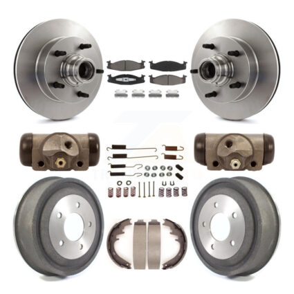 Front Rear Brake Rotors Ceramic Pad & Drum Kit (9Pc) For Ford E-150 Econoline 2-Wheel ABS K8C-102848