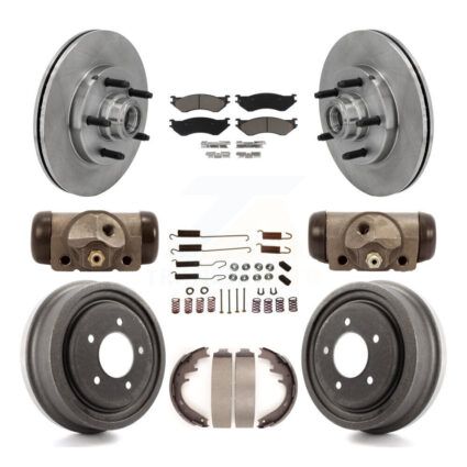 Front Rear Disc Brake Rotors Ceramic Pads And Drum Kit (9Pc) For 1999 Ford F-150 RWD K8C-102850
