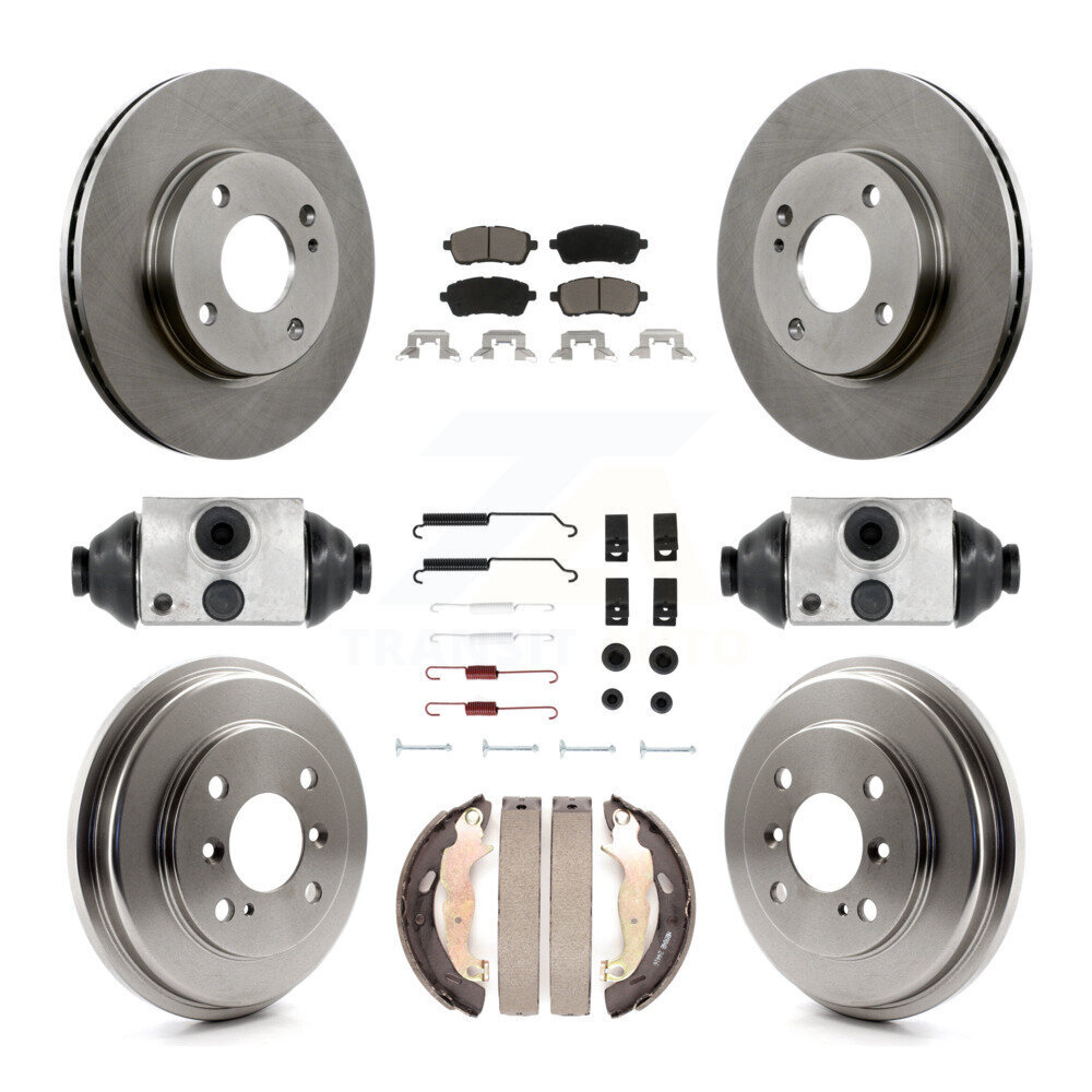 Front Rear Disc Brake Rotors Ceramic Pads And Drum Kit (9Pc) For Ford Fiesta K8C-102852