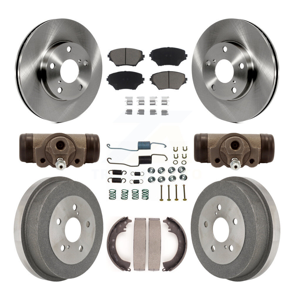 Front Rear Disc Brake Rotors Ceramic Pad & Drum Kit (9Pc) For 2002 Toyota RAV4 GAS engine K8C-102873