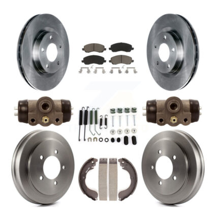 Front Rear Brake Rotors Ceramic Pad Drum Kit (9Pc) For Jeep Patriot Compass Dodge Caliber K8C-102879