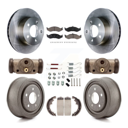 Front Rear Brake Rotor Ceramic Pad Drum Kit (9Pc) For 97-98 Jeep TJ With 9″ Diameter K8C-102881