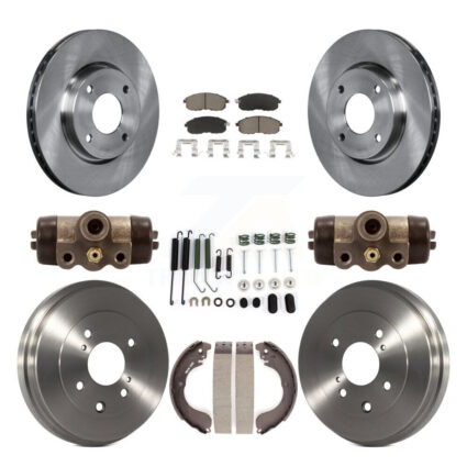 Front Rear Disc Brake Rotors Ceramic Pads And Drum Kit (9Pc) For Nissan Versa Sentra Cube K8C-102893