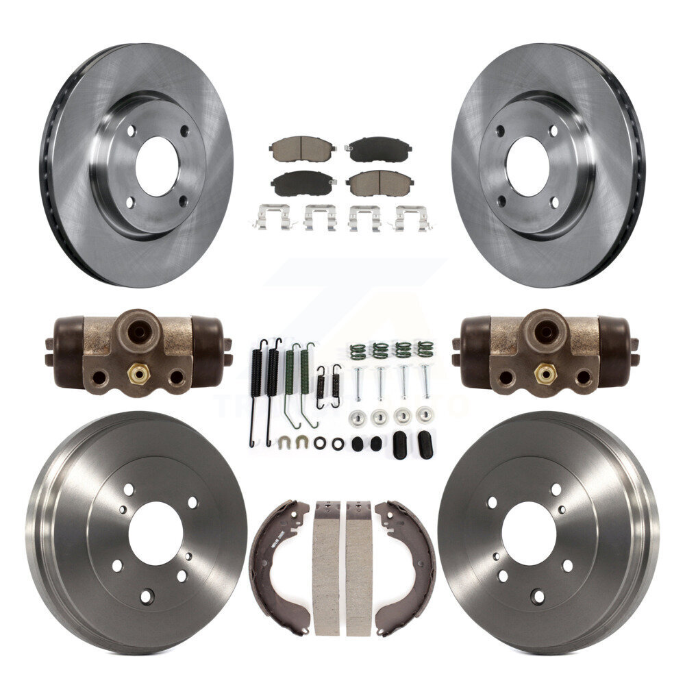 Front Rear Disc Brake Rotors Ceramic Pads And Drum Kit (9Pc) For Nissan Versa Sentra Cube K8C-102893