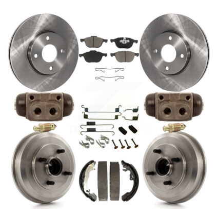 Front Rear Brake Rotor Ceramic Pad & Drum Kit (9Pc) For Ford Focus Wheel Bearing Included K8C-102896