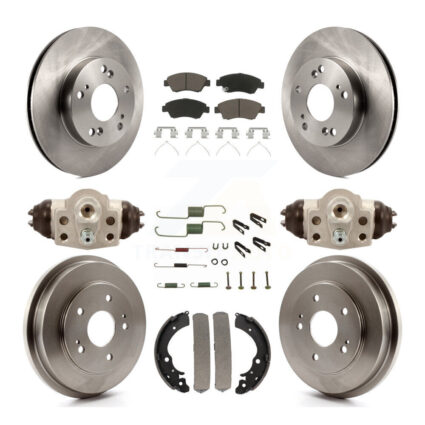 Front Rear Disc Brake Rotors Ceramic Pads And Drum Kit (9Pc) For Honda Civic K8C-102901