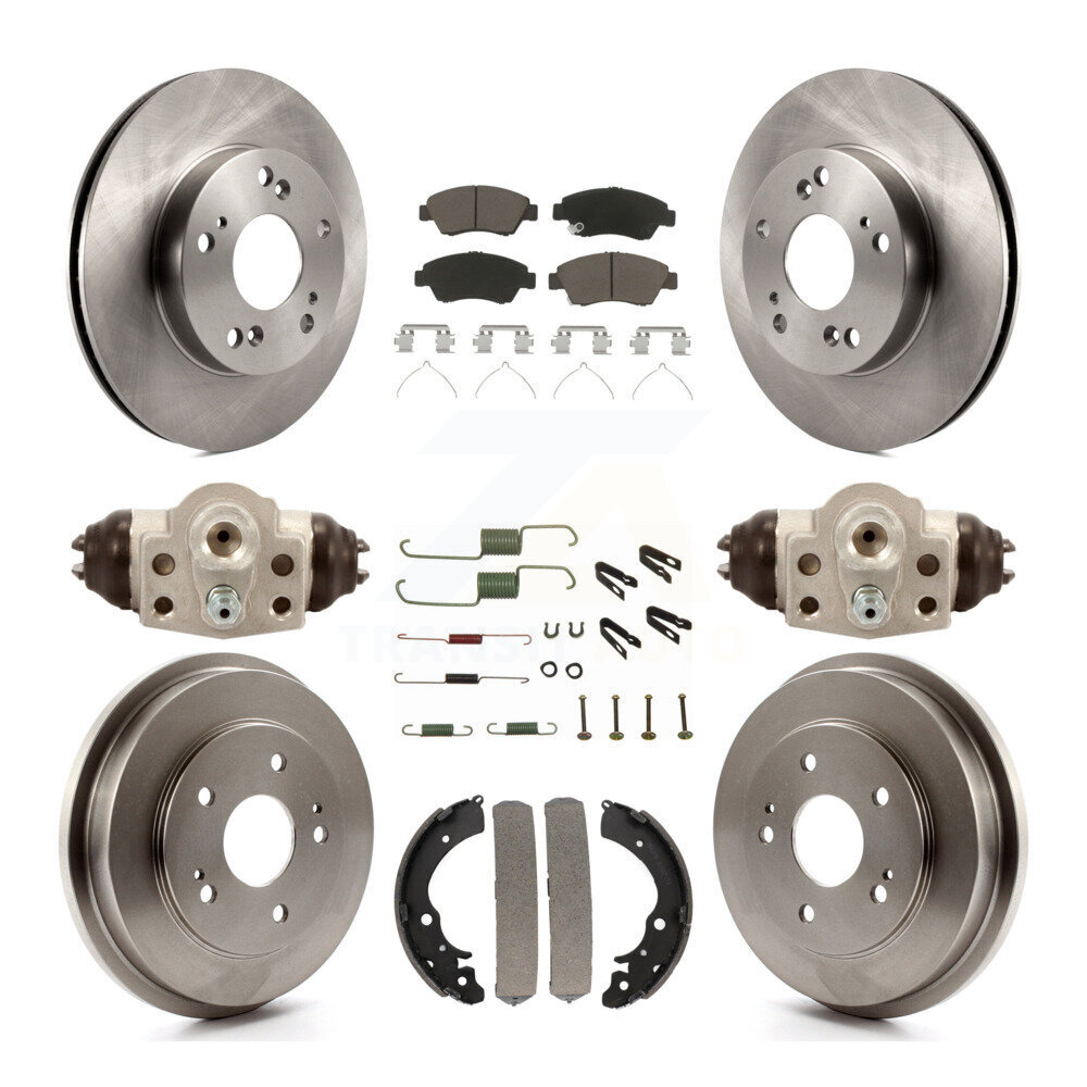 Front Rear Disc Brake Rotors Ceramic Pads And Drum Kit (9Pc) For Honda Civic K8C-102901