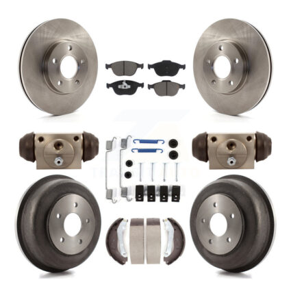 Front Rear Disc Brake Rotor Ceramic Pad Drum Kit (9Pc) For 2010-2013 Ford Transit Connect K8C-102920